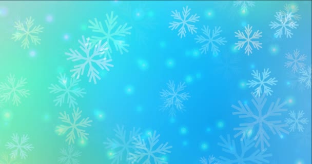 Videoanimation Mit Eisschneeflocken Bunte Dekoration Weihnachtlichen Stil Mit Schnee Muster — Stockvideo