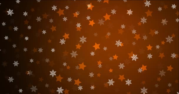 有雪花和星星的视频动画 五彩缤纷的圣诞风格的雪装饰设计 新年网站的模式 — 图库视频影像