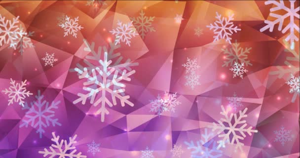 Video Animation Ice Snowflakes Colorful Decorative Design Xmas Style Snow — Stock Video