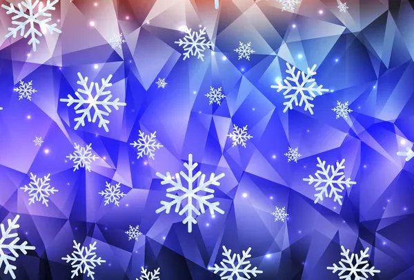 Textura Vetorial Roxa Clara Com Flocos Neve Coloridos Estrelas Gradiente — Vetor de Stock