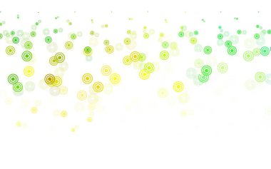 Açık yeşil, küreli sarı vektör deseni. Bulanık dekoratif tasarım baloncuklu soyut tarzda. İş ilanınız için tasarım.