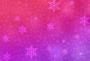Açık Mor, karnaval tarzında pembe vektör şablonu. Gradyan Noel topları, kar taneleri. Okul ve dil bilgisi siteleri için desen.