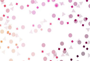 Açık Pembe, sarı vektör arkaplan ve daireler şeklinde çokgen. Çemberler, üçgenler ve küplerle soyut gradyan çizimi. Poster ve afiş için en iyi tasarım.