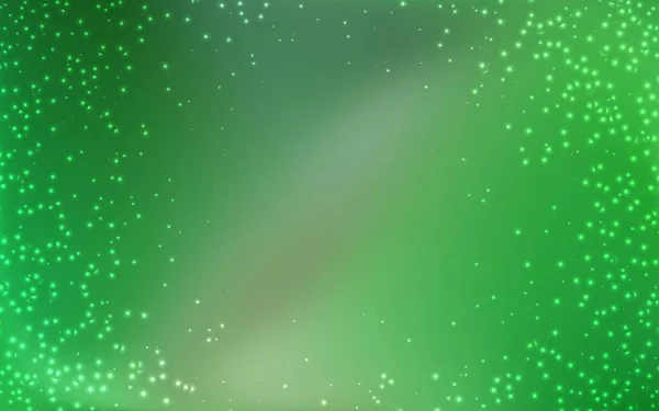 Hellgrüner Vektorhintergrund Mit Galaxiensternen Leuchtende Illustration Mit Himmelssternen Auf Abstrakter — Stockvektor