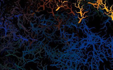 Koyu mavi, sarı vektör, dalları ve yaprakları olan zarif şablon. Yaprakları ve dalları olan modern soyut illüstrasyon. Marka kitabınız için yeni şablon.