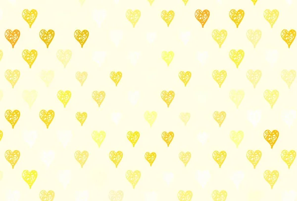 Hellroter Gelber Vektorhintergrund Mit Herzen Leuchtende Illustration Mit Herzen Auf — Stockvektor