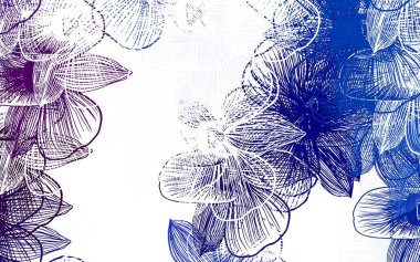 Açık Pembe, mavi vektör çiçekli doğal zemin. Karalama tarzında çiçekli renkli bir çizim. İşiniz için en iyi tasarım..