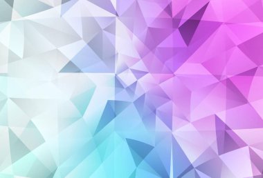Açık Pembe, Mavi vektör düşük poli düzeni. Çokgen tarzda tamamen yeni bir renk çizimi. Bir markanın arkaplanı için desen.