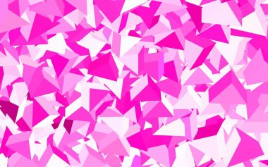 Açık pembe vektör dokusu üçgen biçiminde. Soyut arkaplanda renkli eğimli üçgenler. Broşürler, broşürler için desen