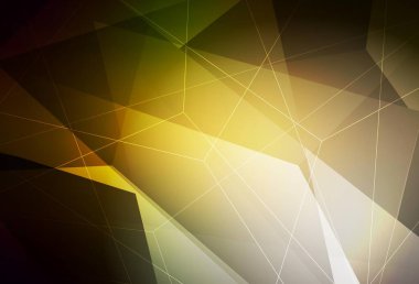 Koyu yeşil, sarı vektör arkaplan, çizgiler, üçgenler. Üçgenli soyut gradyan çizimi. Kartvizitiniz için modern tasarım.