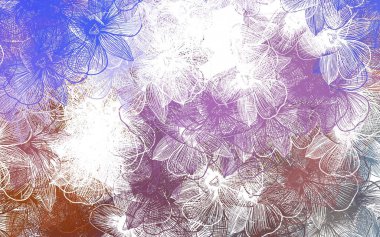 Açık mavi, çiçekli sarı vektör deseni. Çiçekli yepyeni renkli bir illüstrasyon. Web ve broşürler için elle boyanmış tasarım.