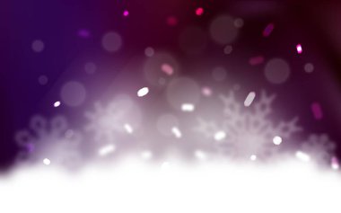 Parlak kar taneleri ile koyu mor vektör düzeni. Parlayan illüstrasyon kar Noel tarzı ile renkli. Şablonun yeni yıl arka plan olarak kullanılabilir.