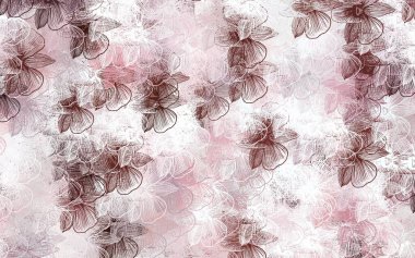 Açık pembe, çiçekli kırmızı vektör deseni. Çiçeklerle karalama tarzında renkli çizimler. Marka kitabınız için yeni şablon.