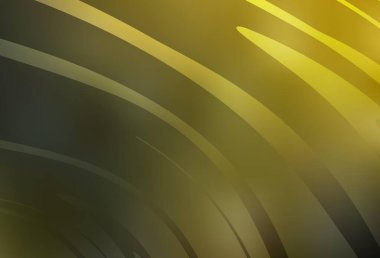 Koyu yeşil, sarı çizgili vektör arkaplan. Eğimli çizgileri olan zarif parlak bir illüstrasyon. Cep telefonu ekranları için arkaplan.