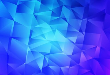 Açık pembe, kristalli mavi vektör şablonu, üçgenler. Üçgen şekilli ışıltılı soyut çizimler. İniş sayfası için modern şablon.