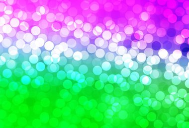 Açık Pembe, çemberli yeşil vektör şablonu. Soyut arka planda bulanık kabarcıklar ve renkli gradyan. Poster ve web siteleri için tasarım.