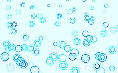 Çemberli hafif Mavili vektör şablonu. Parlak renkli soyut çemberlerin olduğu bir resim. Güzel web siteleri için desen.