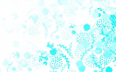 Açık mavi, çiçekli doğal yeşil vektör resimli soyut karalama çiçekleri. Cep telefonlarının geçmişleri için şablon.