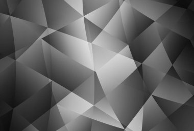 Açık gri vektör üçgen arkaplan parlıyor. Üçgenlerden oluşan parlayan çokgen çizimler. Dizaynınız için üçgen desen.