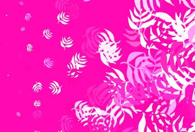 Açık pembe, yapraklı sarı vektör karalama deseni. Yapraklarla karalama tarzında renkli çizimler. Duvar kağıdı tasarımınız için yeni bir doku.