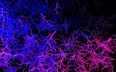 Koyu pembe, dalları ve yaprakları olan mavi vektör deseni. Yaprakları ve dalları olan modern soyut illüstrasyon. Cep telefonlarının geçmişleri için şablon.