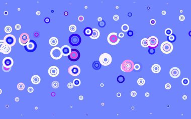 Açık Pembe, daireli mavi vektör şablonu. Doğa tarzında bulanık halkaları olan güzel renkli çizimler. Güzel web siteleri için desen.