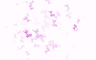 Açık pembe vektör, dallı doğal zemin. Yaprakları karalama tarzında renkli ve soyut çizimler. Web sitesi yöneticileri ve tasarımları için desen.