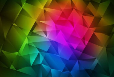 Koyu pembe, kristalli yeşil vektör şablonu, üçgenler. Doğa tarzında üçgenleri olan güzel bir çizim. Bir cep telefonu için arka plan.