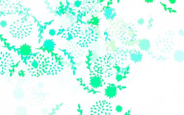 Açık yeşil vektör karalama dokusu, çiçekler, güller. Parlak renkli resimli çiçekler. Tasarımınız için yeni şablon.