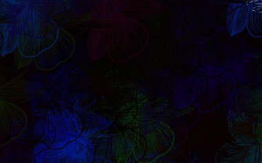 Koyu renkli vektör karalama arkaplanı ve çiçekler. Çiçeklerle süslenmiş soyut çizimler. Web siteleri ve pankartlar için desenli desen.