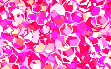 Açık Pembe, altıgenli sarı vektör arkaplanı. Altıgen tarzda ışıldayan soyut çizimler. Reklamlar, broşürler için desen.