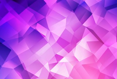 Açık Mor, Pembe vektör parlayan üçgen fon. Üçgenlerden oluşan parlayan çokgen çizimler. Pankartın için tamamen yeni bir şablon.