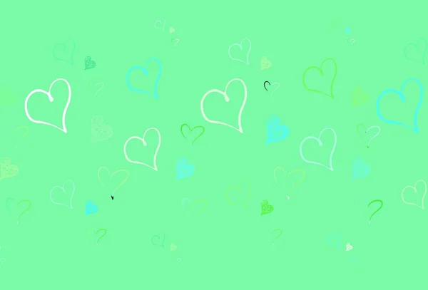 Textura Vectorial Verde Claro Con Corazones Encantadores Ilustración Inteligente Con — Vector de stock