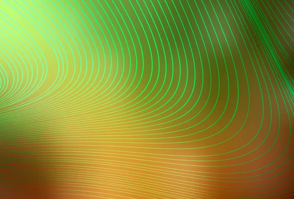 Светло Зеленый Желтый Векторный Фон Изогнутыми Линиями Элегантная Яркая Иллюстрация — стоковый вектор