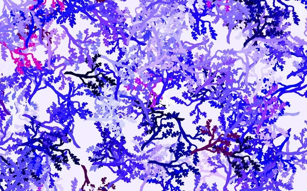 Синий Красный Вектор Обратная Сторона Листьями Ветвями Иллюстрация Каракулями Абстрактном — стоковый вектор