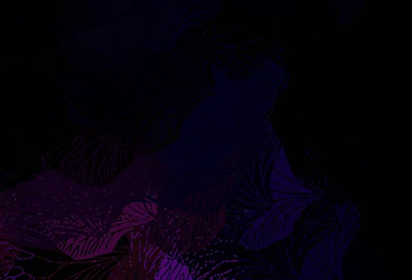 Dark Purple Obra Arte Natural Vectorial Rosa Con Hojas Garabatos — Vector de stock