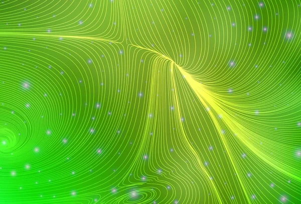 Hellgrüner Gelber Vektorhintergrund Mit Flecken Kurvenlinien Illustration Mit Einer Reihe — Stockvektor