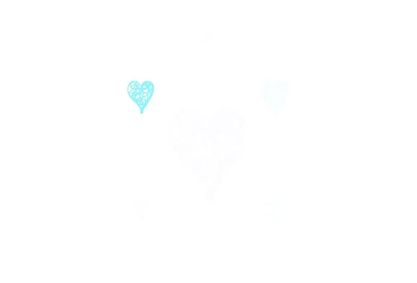 Světlé Blue Vektorové Pozadí Sladkými Srdci Zářící Ilustrace Srdcem Abstraktní — Stockový vektor