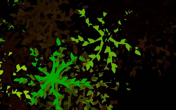 深绿色 黄色的载体 有花朵的自然艺术品 色彩斑斓的抽象插图 叶子呈涂鸦状 您的业务的新设计 — 图库矢量图片