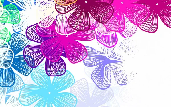 Luz Multicolor Vector Doodle Fondo Con Flores Ilustración Colores Brillantes — Vector de stock