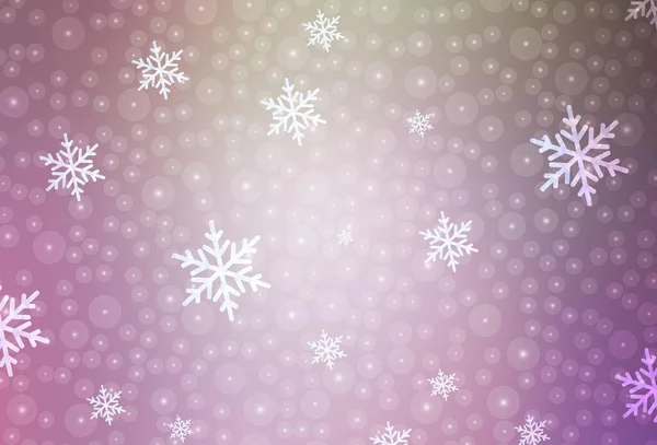 Light Pink Green Vector Background Xmas 스타일 크리스마스 눈송이를 포스터 — 스톡 벡터