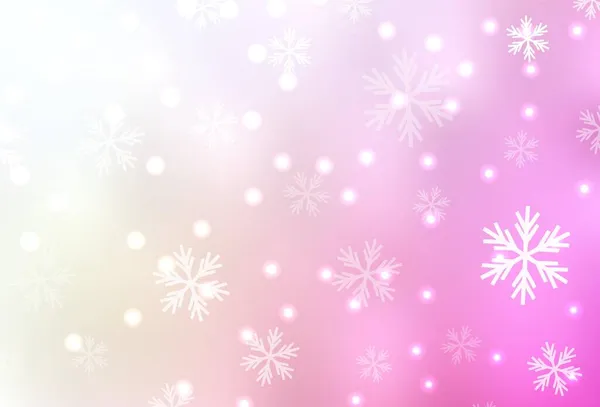 Rosa Claro Patrón Vector Amarillo Con Copos Nieve Navidad Estrellas — Vector de stock