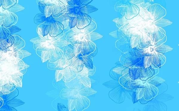 Luz Azul Vetor Doodle Pano Fundo Com Flores Ilustração Colorida — Vetor de Stock