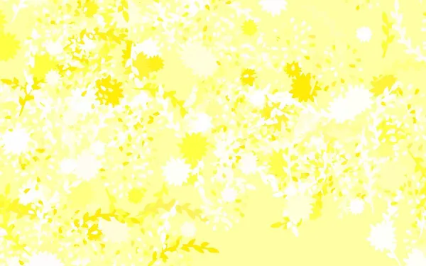 Luz Amarillo Vector Doodle Fondo Con Flores Ilustración Colores Brillantes — Archivo Imágenes Vectoriales