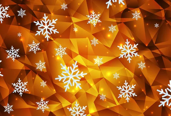 Agencement Vectoriel Orange Clair Avec Flocons Neige Lumineux Étoiles Illustration — Image vectorielle