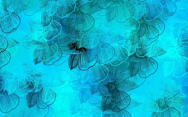 Vetor Azul Escuro Padrão Natural Com Flores Sketchy Doodle Flores — Vetor de Stock