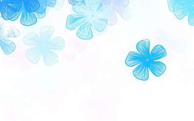 Açık mavi, kırmızı vektör karalama deseni ve çiçekler Origami tarzında çizilmiş. İşiniz için en iyi tasarım..