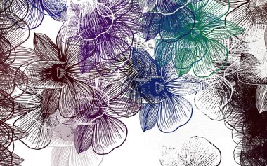 Çiçekli çok renkli hafif vektör deseni. Beyaz arka planda doğal bir çiçek. Web siteleri ve pankartlar için desenli desen.