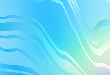 Açık mavi, kıvrımlı çizgileri olan yeşil vektör arkaplan. Değişken çizgileri olan renkli geometrik örnek. Reklamınız için yepyeni tasarım..