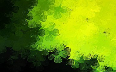 Koyu yeşil, sarı vektör karalama şablonu ağaçlar, dallar. Karalama tarzında çiçekli renkli bir çizim. Cep telefonlarının geçmişleri için şablon.